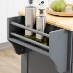 HOMCOM Kitchen Island With Storage Rolling Kitchen Serving Cart With Rubber Wood Top Towel Rack Storage Drawer And Cabinet Grey 8 HOMCOM Kitchen Island With Storage Rolling Kitchen Serving Cart With Rubber Wood Top Towel Rack Storage Drawer And Cabinet Grey -Homcom GUEST 9fa5b14c 9590 4d3e 80b5 863e90c10253