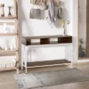 HOMCOM Industrial Style Entryway Console Table Desk With Shelf For Living Room, Or Bedroom