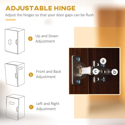 HOMCOM 72" Kitchen Buffet With Hutch, Freestanding Pantry Cupboard With Utility Drawer, Adjustable Hinge, Anti-tipping 2 Cabinet And Countertop, Brown 4 HOMCOM 72" Kitchen Buffet With Hutch, Freestanding Pantry Cupboard With Utility Drawer, Adjustable Hinge, Anti-tipping 2 Cabinet And Countertop, Brown - Image 4