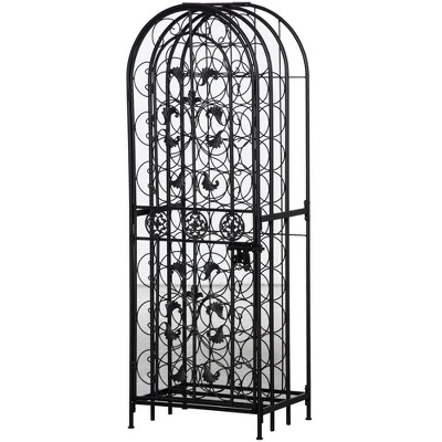 HOMCOM 45-Bottle Modern Wine Organizer Decorative Portable Wrought Iron Wine Rack Jail 3 HOMCOM 45-Bottle Modern Wine Organizer Decorative Portable Wrought Iron Wine Rack Jail - Image 3