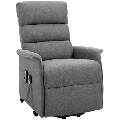 HOMCOM Power Lift Assist Recliner Chair For Elderly With Remote Control, Linen Fabric Upholstery Gray 3 HOMCOM Power Lift Assist Recliner Chair For Elderly With Remote Control, Linen Fabric Upholstery Gray - Image 3
