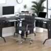 HOMCOM Modern Computer Desk Office Chair With Upholstered PU Leather, Adjustable Heights, Swivel 360 Wheels