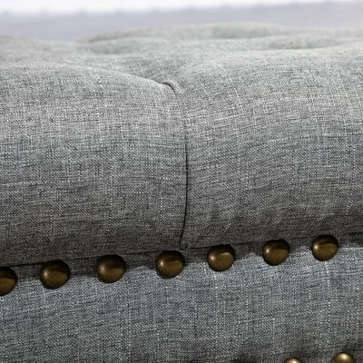 HOMCOM Mobile Upholstered Bench Rolling Button-Tufted Fabric Accent Ottoman With Nailhead Trim & Wheels 5 HOMCOM Mobile Upholstered Bench Rolling Button-Tufted Fabric Accent Ottoman With Nailhead Trim & Wheels - Image 5