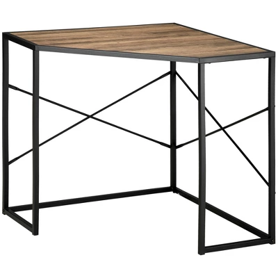 HOMCOM Corner Computer Desk With Steel Frame For Small Spaces, Writing Desk For Workstation, Black 3 HOMCOM Corner Computer Desk With Steel Frame For Small Spaces, Writing Desk For Workstation, Black - Image 3