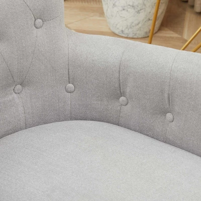 HOMCOM Mid Back Modern Home Office Chair With Tufted Button Design And Padded Armrests, Swivel Computer Desk Chair For Study Living Room Bedroom 4 HOMCOM Mid Back Modern Home Office Chair With Tufted Button Design And Padded Armrests, Swivel Computer Desk Chair For Study Living Room Bedroom - Image 4