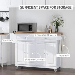 HOMCOM Rolling Kitchen Island Storage Cart Table W/ Drop Leaf Top -Homcom GUEST a45453ad e7e6 4788 9fa8 ea31c88d7ee4