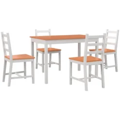 HOMCOM 5 Piece Dining Room Table Set, Wooden Kitchen Table And Chairs For Dinette, Breakfast Nook -Homcom GUEST a4779ee1 53a1 42e4 a262 1780c5e0a1e2