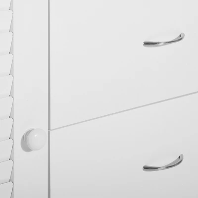 HOMCOM 47" Modern Storage Cabinet Buffet Sideboard With Drawers And Louvered Doors- White 4 HOMCOM 47" Modern Storage Cabinet Buffet Sideboard With Drawers And Louvered Doors- White - Image 4