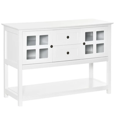 HOMCOM Kitchen Sideboard Serving Buffet Cabinet Cupboard Console Table With Adjustable Shelves, Glass Doors, And 2 Drawers, For Living Room 6 HOMCOM Kitchen Sideboard Serving Buffet Cabinet Cupboard Console Table With Adjustable Shelves, Glass Doors, And 2 Drawers, For Living Room - Image 6