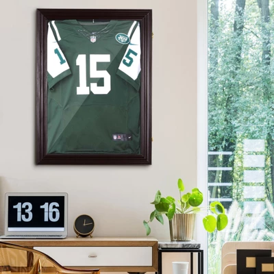 HOMCOM 35” X 26” UV-Resistant Sports Jersey Frame Display Case - Cherry Brown 1 HOMCOM 35” X 26” UV-Resistant Sports Jersey Frame Display Case - Cherry Brown