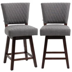 HOMCOM Swivel Bar Stools Set Of 2, Counter Height Barstools With Back, Rubber Wood Legs And Footrests, For Kitchen Dining Room Pub, Dark Gray -Homcom GUEST a694eb0b 1205 4566 a32a a0425a20ea0c