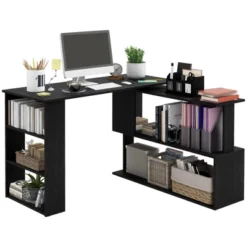 HOMCOM 360° Rotating Home Office Desk L Shaped Corner Computer Desk With Storage Shelves, Writing Table Workstation 18 HOMCOM 360° Rotating Home Office Desk L Shaped Corner Computer Desk With Storage Shelves, Writing Table Workstation -Homcom GUEST a6f43198 dd66 4fa9 961a ea46d14405d9