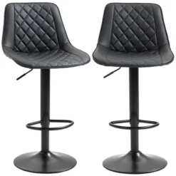 HOMCOM Adjustable Bar Stools Set Of 2, Counter Height Barstools With Swivel Seat Round Steel Base, And Footrest, Black 7 HOMCOM Adjustable Bar Stools Set Of 2, Counter Height Barstools With Swivel Seat Round Steel Base, And Footrest, Black -Homcom GUEST a8112523 8f16 45b2 be1c b0935365460d
