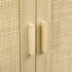 HOMCOM Accent Cabinet, Sideboard Buffet Cabinet With Rattan Doors, Adjustable Shelf And Metal Base, Boho Storage Cabinet, Natural -Homcom GUEST a953ec95 0fb4 443a aaa3 c4036420056e