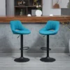 HOMCOM Modern Bar Stools Set Of 4 Swivel Bar Height Barstools Chairs With Adjustable Height, Round Heavy Metal Base, And Footrest, Blue