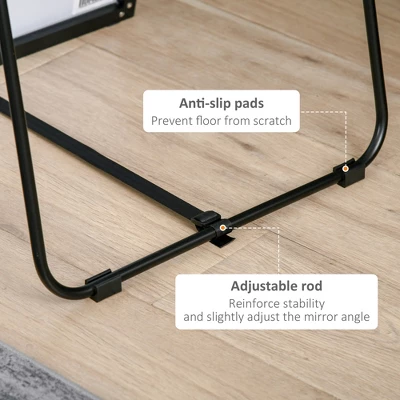 HOMCOM Full Length Glass Mirror, Freestanding Or Wall Mounted Dress Mirror For Bedroom, Living Room, Bathroom, Black 6 HOMCOM Full Length Glass Mirror, Freestanding Or Wall Mounted Dress Mirror For Bedroom, Living Room, Bathroom, Black - Image 6