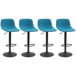 HOMCOM Adjustable Bar Stools Set Of 4, Swivel Bar Height Chairs Barstools Padded With Back For Kitchen, Counter, And Home Bar, Blue 7 HOMCOM Adjustable Bar Stools Set Of 4, Swivel Bar Height Chairs Barstools Padded With Back For Kitchen, Counter, And Home Bar, Blue -Homcom GUEST aab98fd7 6075 40b9 a276 ef2835578e26
