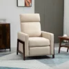 HOMCOM Manual Recliner Chair For Living Room Bedroom, Reclining Sofa Armchair With Footrest, Greige