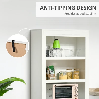 HOMCOM 72" Kitchen Buffet With Hutch, Kitchen Pantry Cupboard With 2 Door Cabinet, And 2 Adjustable Shelves, White 4 HOMCOM 72" Kitchen Buffet With Hutch, Kitchen Pantry Cupboard With 2 Door Cabinet, And 2 Adjustable Shelves, White - Image 4