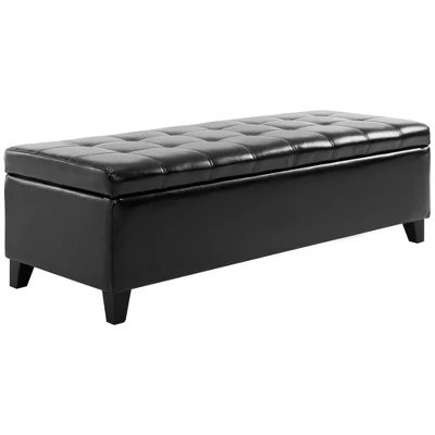 HOMCOM Large 51" Tufted Faux Leather Ottoman Storage Bench For Living Room, Entryway, Or Bedroom 3 HOMCOM Large 51" Tufted Faux Leather Ottoman Storage Bench For Living Room, Entryway, Or Bedroom - Image 3