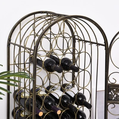 HOMCOM 45 Bottle Wrought Iron Wine Rack Jail With Lock - Antique Bronze 4 HOMCOM 45 Bottle Wrought Iron Wine Rack Jail With Lock - Antique Bronze - Image 4