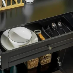 HOMCOM Sideboard Buffet Cabinet, Modern Kitchen Cabinet With 2 Drawers And Adjustable Shelves, Coffee Bar Cabinet For Living Room, Black 9 HOMCOM Sideboard Buffet Cabinet, Modern Kitchen Cabinet With 2 Drawers And Adjustable Shelves, Coffee Bar Cabinet For Living Room, Black -Homcom GUEST b1198db1 af66 400c af11 2b6170a30e74