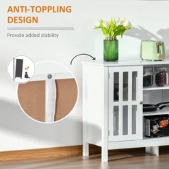 HOMCOM Modern Sideboard, Storage Cabinet, Buffet With 2 Slatted Framed Doors, Open Middle Shelving And Cable Management Hole -Homcom GUEST b32f192d 1bc3 4479 92d8 ed73d3b94315