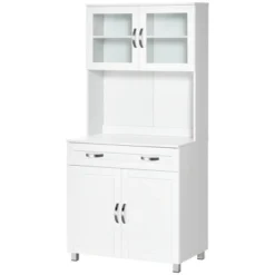 HOMCOM 67" Buffet With Hutch, Modern Kitchen Pantry, Freestanding Storage Cabinet With Framed Glass Doors, Shelves And Drawers, White -Homcom GUEST b3331af5 e00f 4eb3 8fdd 281af59cdf2a