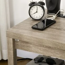 HOMCOM Storage End Table With Charging Station, Small Side Table For Small Spaces, Wood End Table With USB Ports And Outlets, Living Room Furniture -Homcom GUEST b6036a44 d9b2 4eb4 864d be2fd7f6cdf7