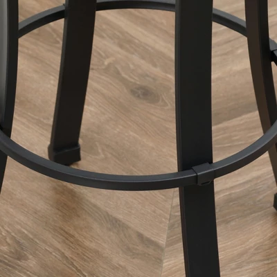 HOMCOM Bar Stools Set Of 2, Vintage Barstools With Footrest, Microfiber Cloth Bar Chairs 29 Inch Seat Height With Steel Legs, Dark Gray 5 HOMCOM Bar Stools Set Of 2, Vintage Barstools With Footrest, Microfiber Cloth Bar Chairs 29 Inch Seat Height With Steel Legs, Dark Gray - Image 5