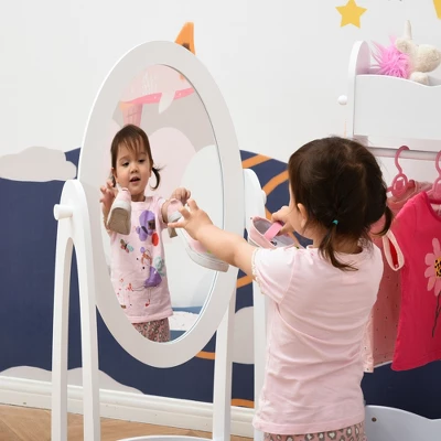 HOMCOM Full Length Mirror For Children, Adjustable To Be Viewed From Multiple Angles Dress-up And Make-up, White 4 HOMCOM Full Length Mirror For Children, Adjustable To Be Viewed From Multiple Angles Dress-up And Make-up, White - Image 4