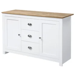HOMCOM Kitchen Sideboard With Adjustable Shelves, Dining Buffet Cabinet With 3 Storage Drawers, White 7 HOMCOM Kitchen Sideboard With Adjustable Shelves, Dining Buffet Cabinet With 3 Storage Drawers, White -Homcom GUEST b8cf04e6 2abf 49cd 9dad d3439fe502d2