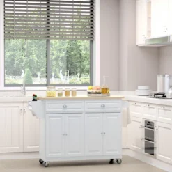 HOMCOM Rolling Kitchen Island Storage Cart Table W/ Drop Leaf Top -Homcom GUEST b8d9059a 1ea1 4485 825d 6a147ca56c3a