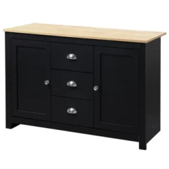 HOMCOM Kitchen Sideboard With Adjustable Shelves, Dining Buffet Cabinet With 3 Storage Drawers, Black 7 HOMCOM Kitchen Sideboard With Adjustable Shelves, Dining Buffet Cabinet With 3 Storage Drawers, Black -Homcom GUEST b9cc5716 59b3 4d00 9718 968d8b844425