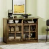 HOMCOM Modern Sideboard With Shelves, Buffet Cabinet With Storage Cabinets, Adjustable Shelf, Sliding Doors For Living Room, Kitchen, Walnut