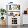 HOMCOM Kitchen Buffet With Hutch Cupboard With Utility Drawer, 4 Door Cabinets, And Optional 12-Bottle Wine Storage, White