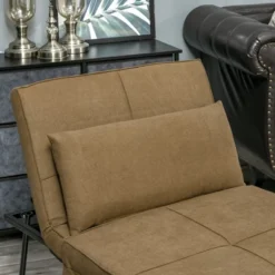 HOMCOM 4-in-1 Multi Function Folding Single Sofa Bed With Retractable Footrest, Convertible Sleeper With Adjustable Backrest, Brown -Homcom GUEST bb378ed1 22f9 47e4 9568 5c4ea704345a