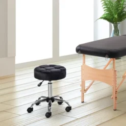 HOMCOM Round Vanity Stool With Height Adjustable Lift, Luxury Style Upholstery And Swivel Seat And Wheels 13 HOMCOM Round Vanity Stool With Height Adjustable Lift, Luxury Style Upholstery And Swivel Seat And Wheels -Homcom GUEST bb406619 0939 4caf 983a 34a9c18719d5