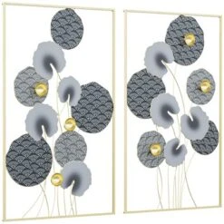 HOMCOM 3D Metal Wall Art Set Of 2 Modern Lotus Leaves Hanging Wall Sculpture Home Decor For Living Room Bedroom Kitchen 20"x32"x2, Gray And Gold 7 HOMCOM 3D Metal Wall Art Set Of 2 Modern Lotus Leaves Hanging Wall Sculpture Home Decor For Living Room Bedroom Kitchen 20"x32"x2, Gray And Gold -Homcom GUEST bcb15eab eab0 48f5 b88d 1e9d4f7f5885