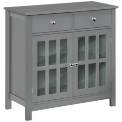 HOMCOM Sideboard Buffet Cabinet, Storage Cabinet Cupboard Table With Glass Doors, Adjustable Shelf Cabinet And 2 Drawers For Kitchen 15 HOMCOM Sideboard Buffet Cabinet, Storage Cabinet Cupboard Table With Glass Doors, Adjustable Shelf Cabinet And 2 Drawers For Kitchen -Homcom GUEST bde11a5f 17ed 4454 bc26 2a41d1e531f3