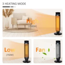 HOMCOM 2-In-1 Tower Heater, Indoor Electric Space Heater With Oscillation, Remote Control, 8H Timer, Three Heating Modes(High, Low, Fan), 750W/1500W -Homcom GUEST bde8a4b0 c6d4 4a97 9957 8c1e0821aad4