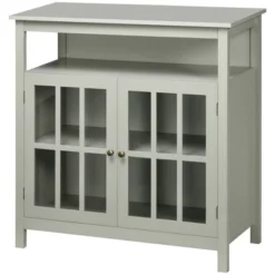 HOMCOM Kitchen Sideboard, Storage Buffet Cabinet With Open Shelf, Glass Door Cabinet And Adjustable Shelf For Living Room, Gray 7 HOMCOM Kitchen Sideboard, Storage Buffet Cabinet With Open Shelf, Glass Door Cabinet And Adjustable Shelf For Living Room, Gray -Homcom GUEST bf1a7cdd b5c5 4284 b7c4 cdaba257f88e