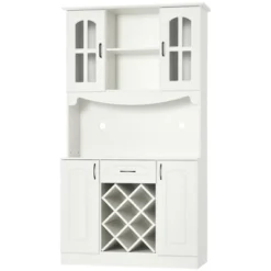 HOMCOM 73" Kitchen Hutch Cabinet With Countertop & Wine Storage, Kitchen Pantry Storage Cabinet Buffet With Hutch, Modern Bar Cabinet Wine Rack, White -Homcom GUEST c07df04e 06a4 4ea3 a274 c3ec2f92aac6