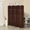 HOMCOM 6' Tall Wicker Weave 4 Panel Room Divider Privacy Screen - Brown