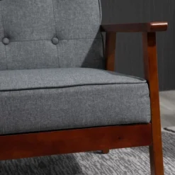 HOMCOM Modern Upholstered 2-Seat Loveseat Sofa With Linen-Touch Fabric And Rubberwood Legs, Gray -Homcom GUEST c4a8cd15 5c79 444a 9106 fa35c5b7a94b