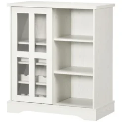 HOMCOM Modern Buffet Cabinet With Sliding Door, Wine Bar Cabinet With Storage, Kitchen/Dining Room Storage Cabinet With Shelves, White -Homcom GUEST c56ca771 d7cb 4e17 9fa9 a375a366efb4