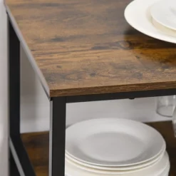 HOMCOM Industrial Wine Rack With 11-Bottles Holder, Free Standing Wine Shelf With Glass Holders For Home Bar, Kitchen, Rustic Brown -Homcom GUEST c6e46614 dca2 4ce6 967e 37fe66fcf6ac