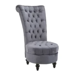 HOMCOM Retro High Back Armless Royal Accent Chair Fabric Upholstered Tufted Seat For Living Room, Dining Room And Bedroom -Homcom GUEST c6fda0ab fcc4 4c3d ac3e 0e9a60bc48d1