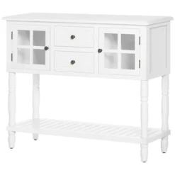 HOMCOM Vintage Console Table With 2 Drawers And Cabinets, Retro Sofa Table For Entryway, Living Room And Hallway, White -Homcom GUEST c736a7ea 903b 40a2 92fe b1ff8e0b304e