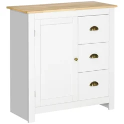 HOMCOM Modern Floor Cabinet, Storage Sideboard, Kitchen Buffet Table With Rubberwood Top, 3 Drawers And Cabinet With Adjustable Shelf 14 HOMCOM Modern Floor Cabinet, Storage Sideboard, Kitchen Buffet Table With Rubberwood Top, 3 Drawers And Cabinet With Adjustable Shelf -Homcom GUEST c877110c a989 470d 9547 65e61ca6c20e